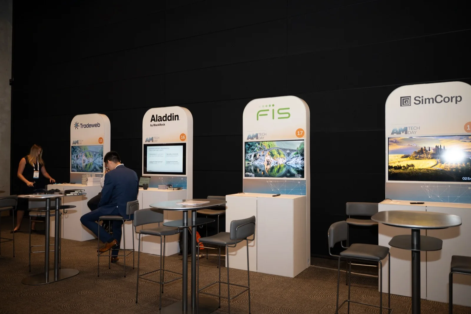Sponsor and exhibitor stands on the technology showcase floor